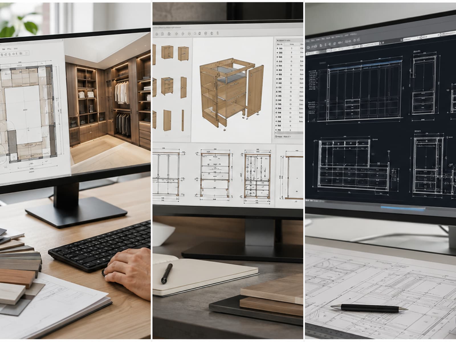 Custom cabinetry design, 3D planning and technical drawing workflow