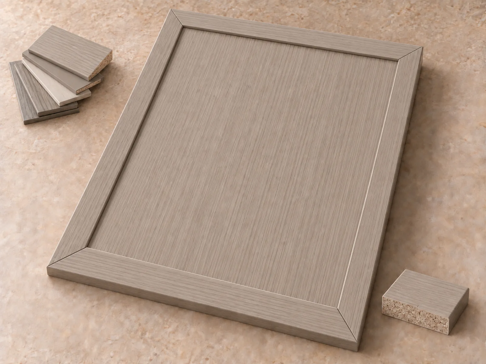 Five-piece TFL Slim Shaker cabinet door with narrow rails and mitred corners
