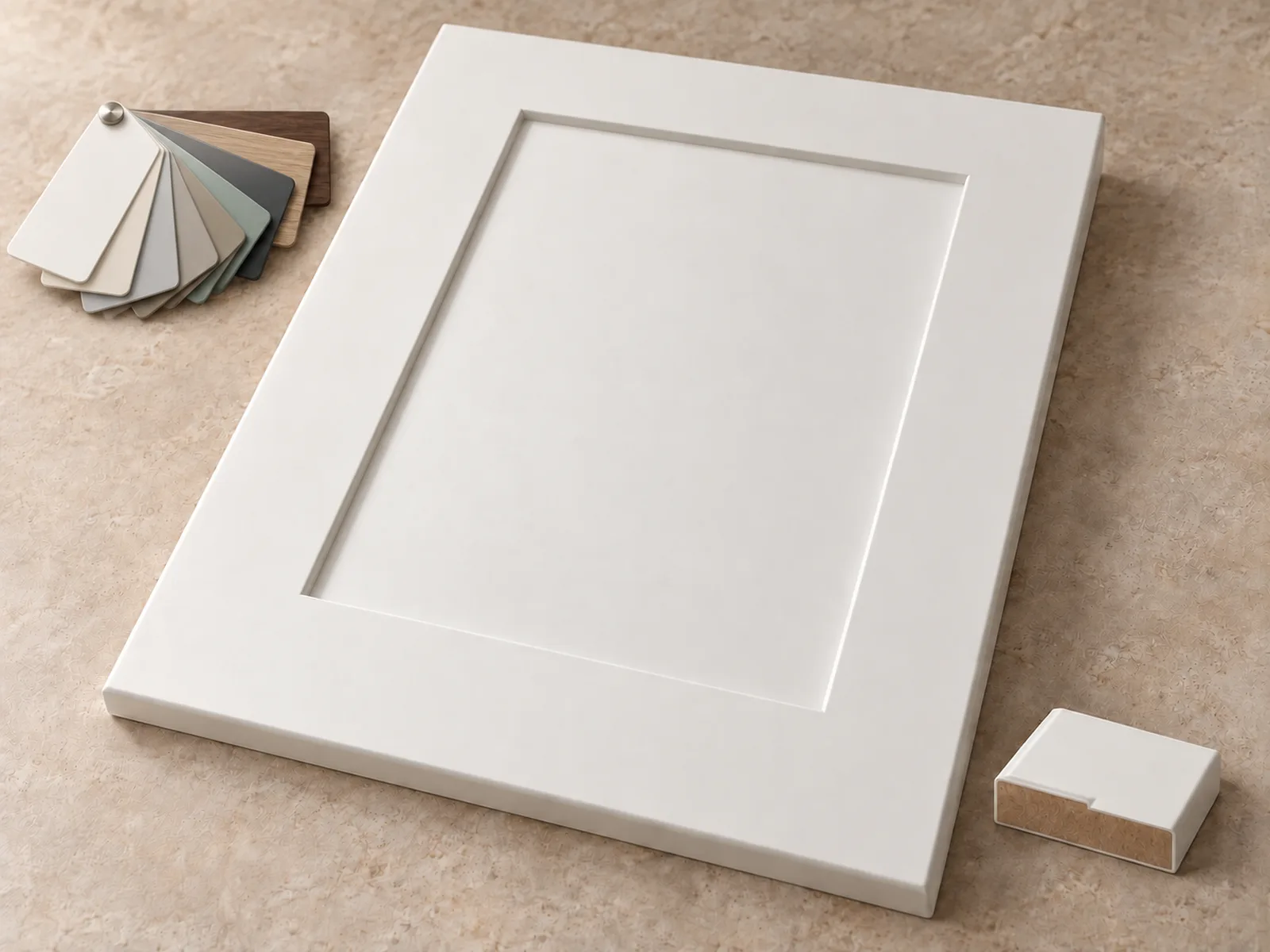 Thermofoil-wrapped MDF profiled cabinet door with PVC finish samples