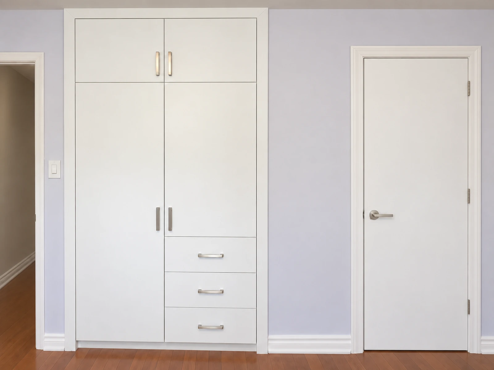 Former reach-in closet converted into a room-facing built-in wardrobe