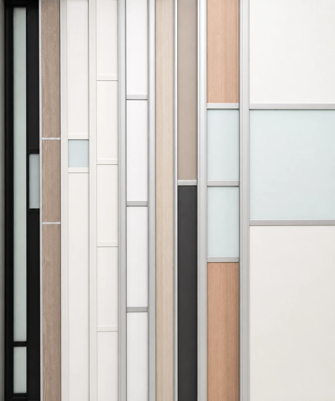 Published Roomidea reference showing full-panel and divided-panel sliding door layouts with varied inserts.