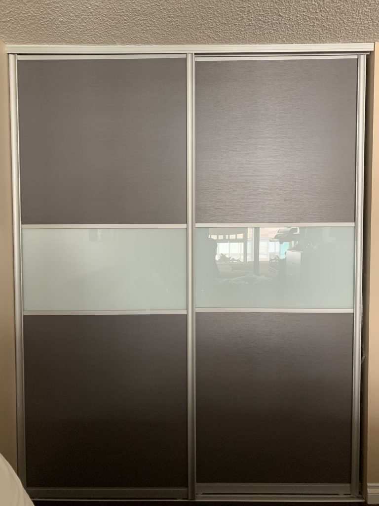 grey & glass sliding closet doors